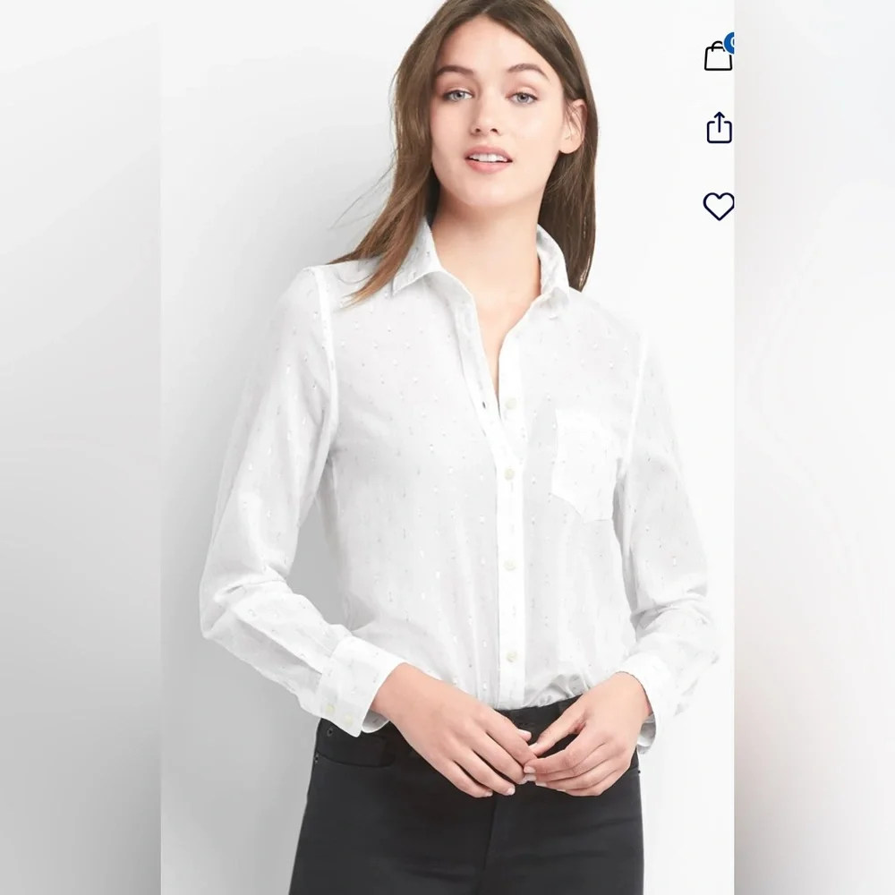 NWT Metallic Fitted Boyfriend Shirt - Picture 4 of 7